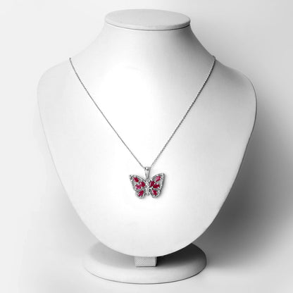 2.07 Carat Genuine Ruby and White Zircon .925 Sterling Silver Pendant  DestGlow