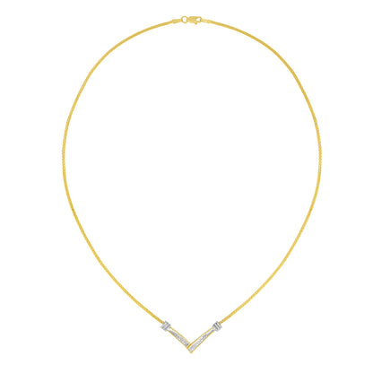 14K Yellow and White Gold 1/4 Cttw Princess Cut Diamond Channel-Set â€œVâ€ Shape 18" Pendant Necklace (H-I Color, SI2-I1 Clarity) by Bids.com