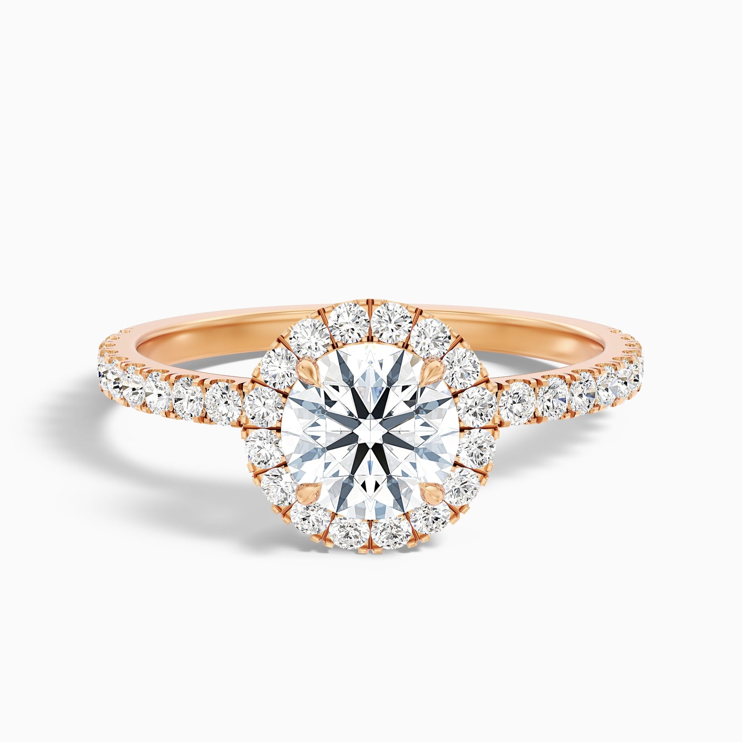 Jade 2.5 Carat Round Cut Halo Lab Grown Diamond Ring in 14k Yellow Gold
