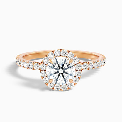 Hailey 3.5 Carat Round Cut Halo Moissanite Engagement Ring in 18k Yellow Gold
