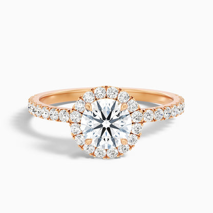 Jade 2 Carat Round Cut Halo Lab Grown Diamond Ring in Platinum