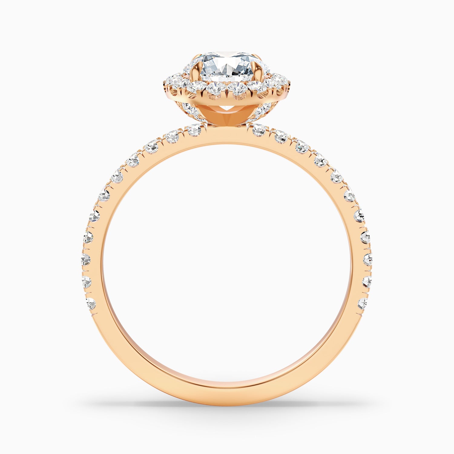 Jade 4 Carat Round Cut Halo Lab Grown Diamond Ring in 10k Rose Gold