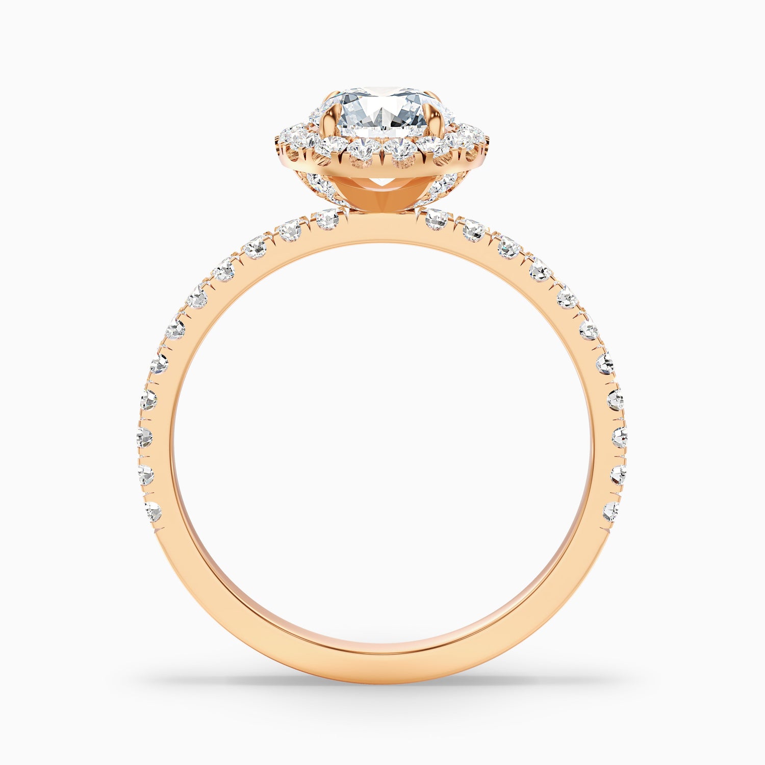 Jade 2 Carat Round Cut Halo Lab Grown Diamond Ring in 14k Rose Gold