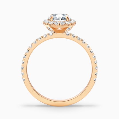 Jade 2 Carat Round Cut Halo Lab Grown Diamond Ring in 14k Rose Gold