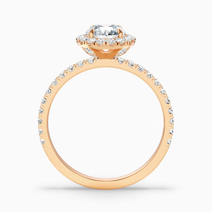 Hailey 4 Carat Round Cut Halo Moissanite Engagement Ring in 18k White Gold