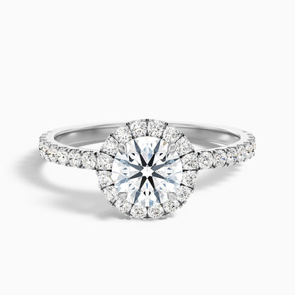 Jade 5 Carat Round Cut Halo Lab Grown Diamond Ring in 10k Yellow Gold