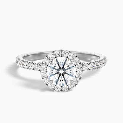 Jade 3 Carat Round Cut Halo Lab Grown Diamond Ring in 18k Yellow Gold