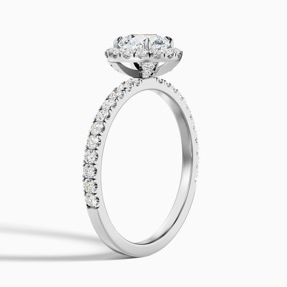 Jade 3 Carat Round Cut Halo Lab Grown Diamond Ring in 18k Rose Gold