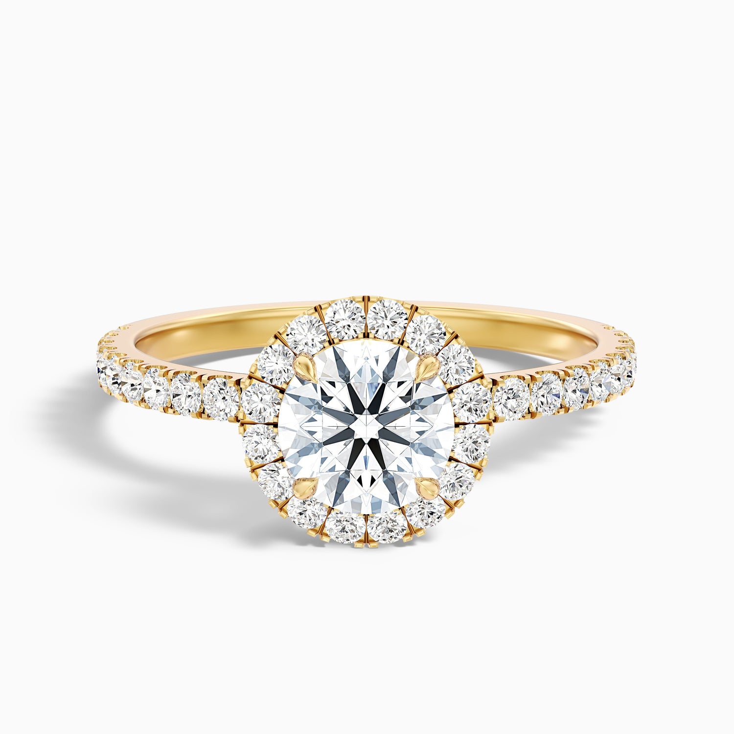 Jade 3 Carat Round Cut Halo Lab Grown Diamond Ring in 14k Yellow Gold  DestGlow