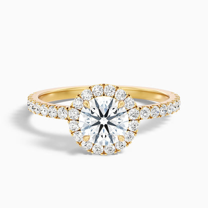 Hailey 3 Carat Round Cut Halo Moissanite Engagement Ring in 925 Sterling Silver