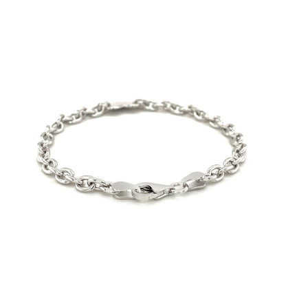 Sterling Silver Rhodium Plated Chain Bracelet with a Flat Heart Station by Bids.com