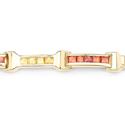 6.48 Carat Genuine Orange Sapphire and Yellow Sapphire .925 Sterling Silver Bracelet by Bids.com