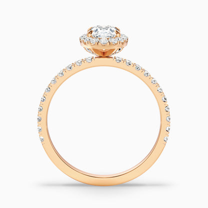 Jany 1 Carat Oval Halo Pave Lab Grown Diamond Ring in 18k Yellow Gold  DestGlow