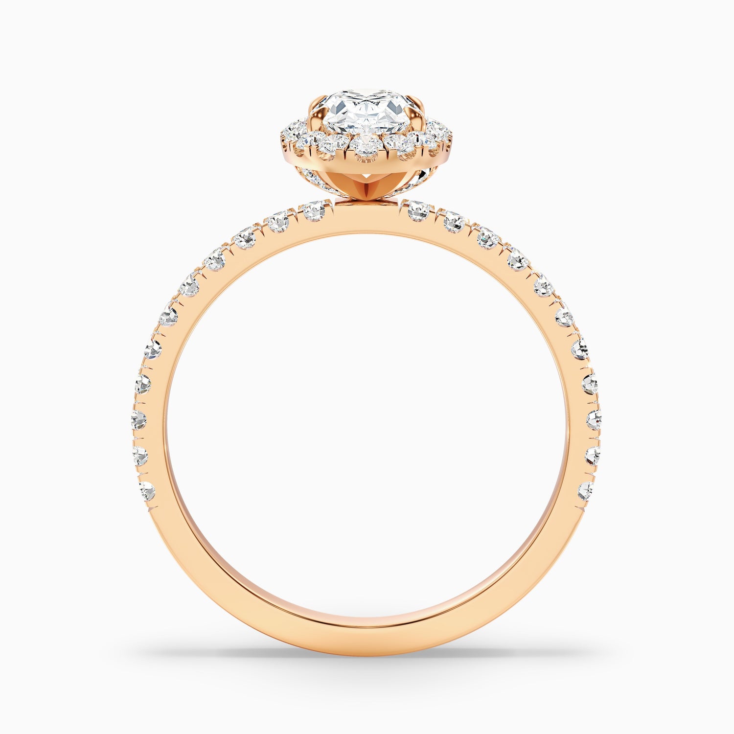 Grace 5 Carat Oval Halo Pave Moissanite Engagement Ring in 10k Rose Gold