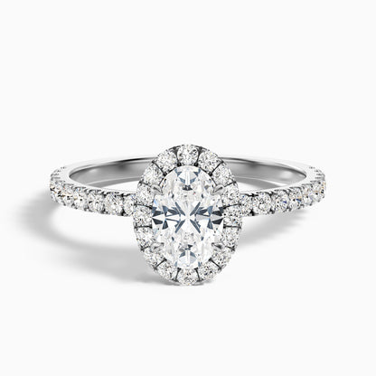 Jany 1 Carat Oval Halo Pave Lab Grown Diamond Ring in 18k Yellow Gold  DestGlow