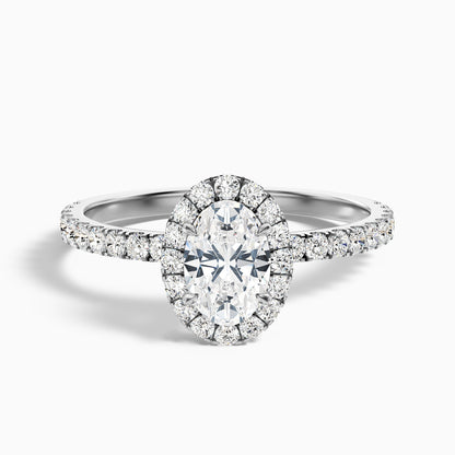 Jany 3 Carat Oval Halo Pave Lab Grown Diamond Ring in 10k Yellow Gold  DestGlow