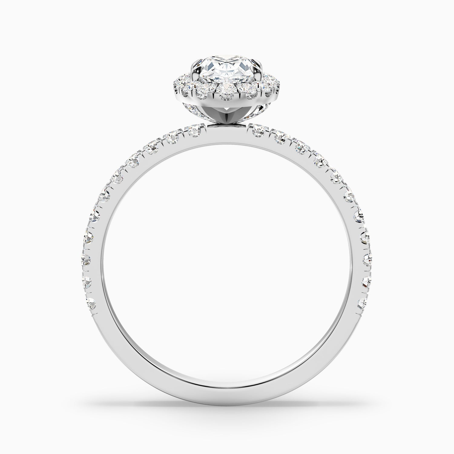 Grace 5 Carat Oval Halo Pave Moissanite Engagement Ring in 18k Yellow Gold
