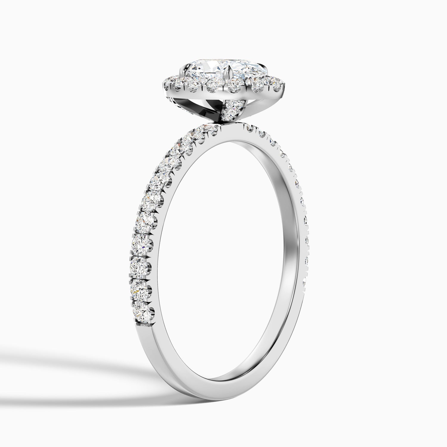 Jany 2 Carat Oval Halo Pave Lab Grown Diamond Ring in 10k White Gold