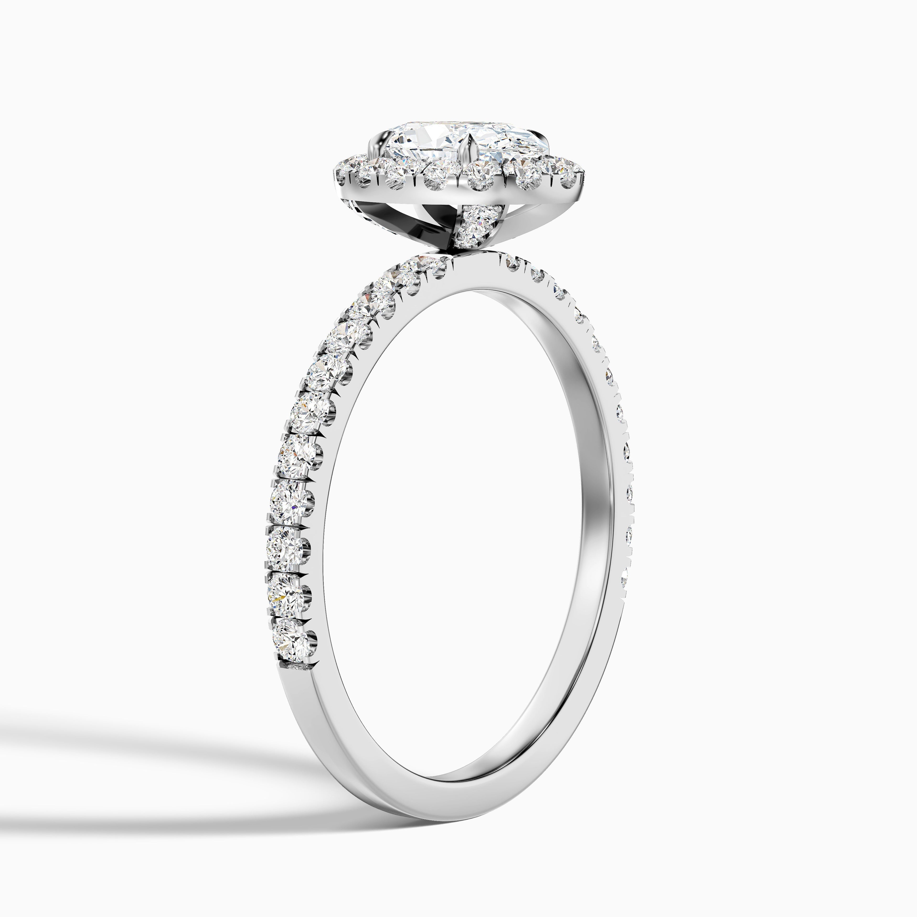 Jany 1.5 Carat Oval Halo Pave Lab Grown Diamond Ring in 14k Yellow Gold