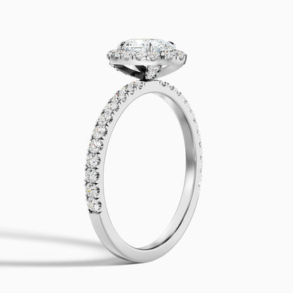 Grace 4.5 Carat Oval Halo Pave Moissanite Engagement Ring in Platinum