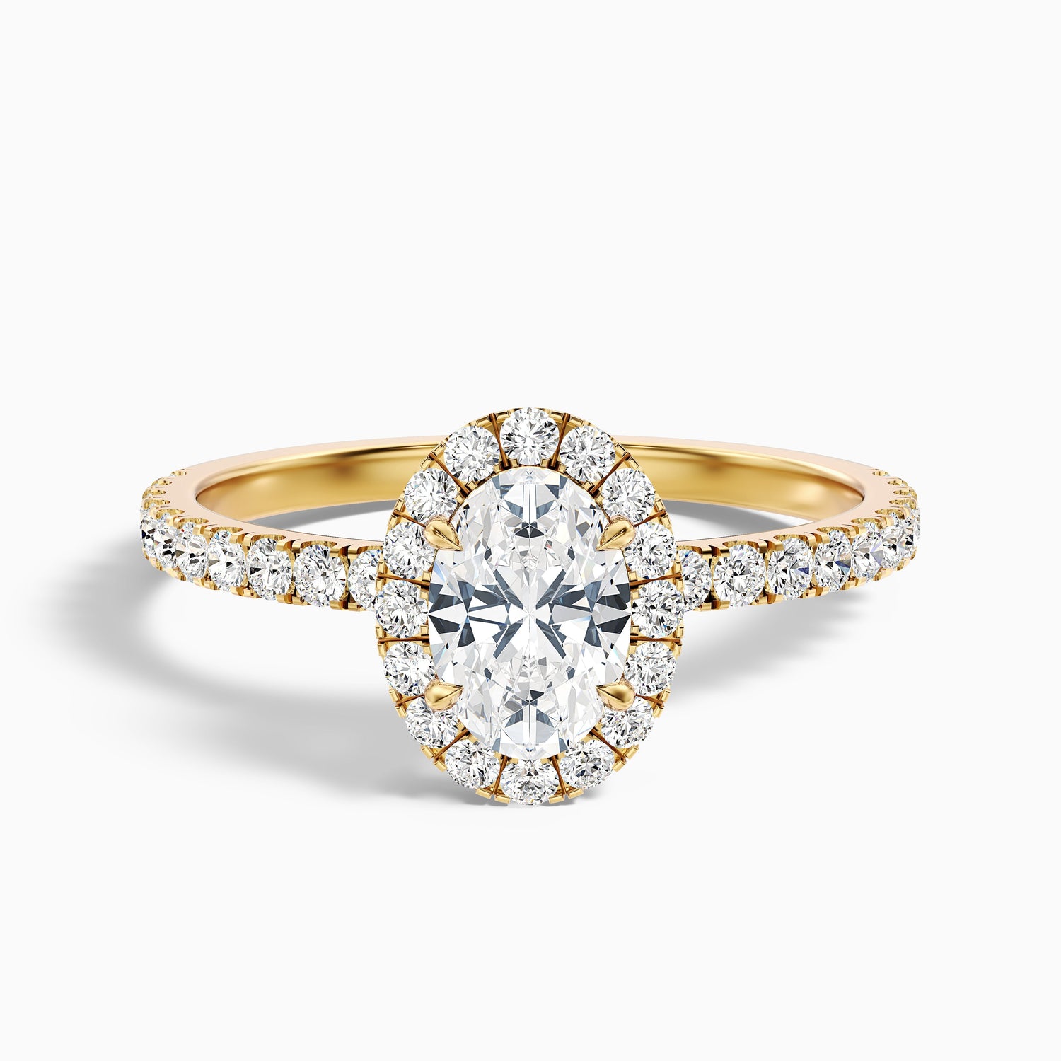 Grace 4.5 Carat Oval Halo Pave Moissanite Engagement Ring in 10k White Gold
