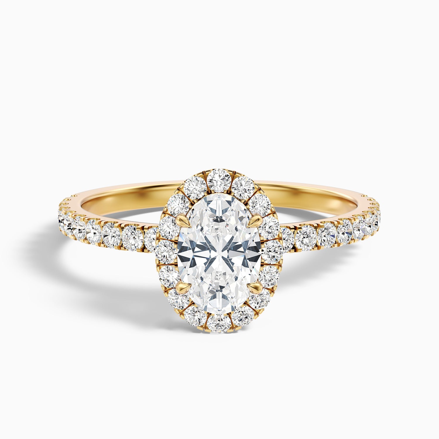 Grace 3 Carat Oval Halo Pave Moissanite Engagement Ring in 10k Rose Gold