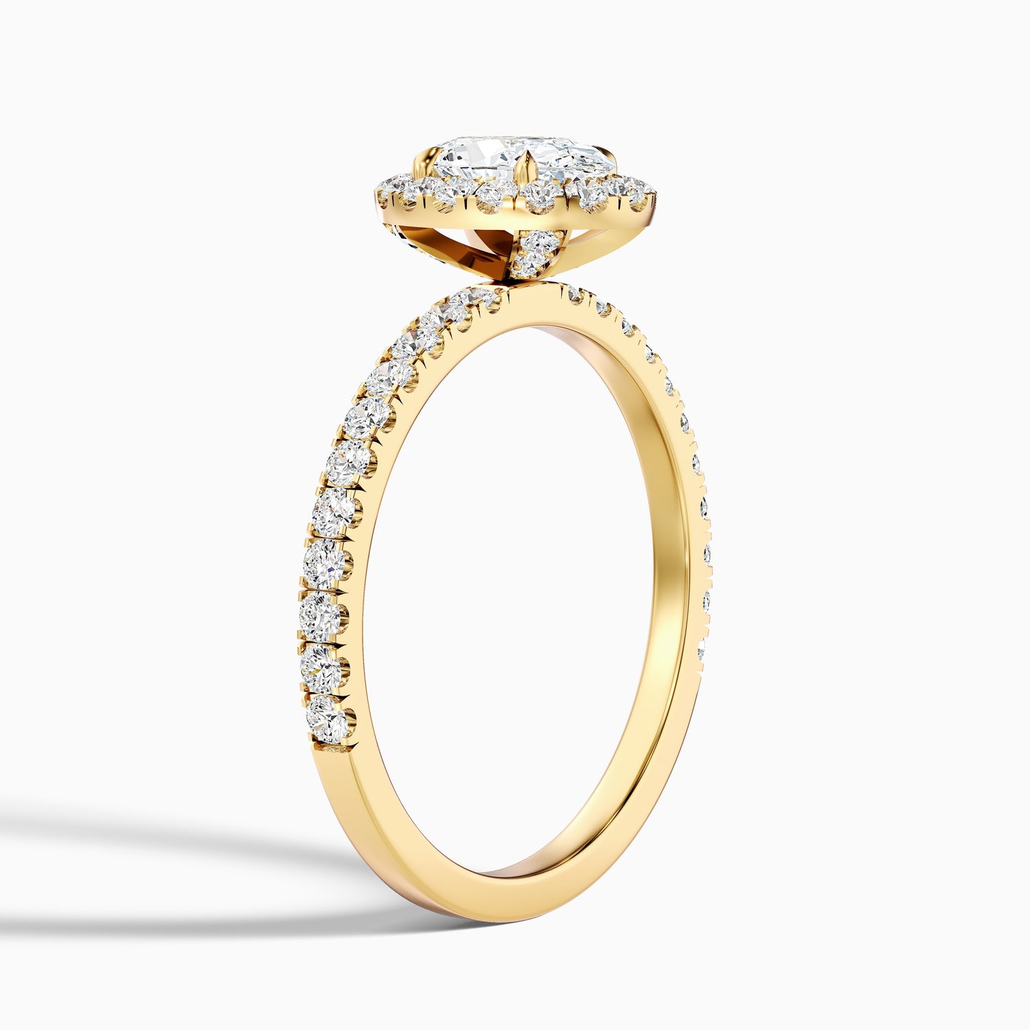 Jany 5 Carat Oval Halo Pave Lab Grown Diamond Ring in 14k Yellow Gold  DestGlow
