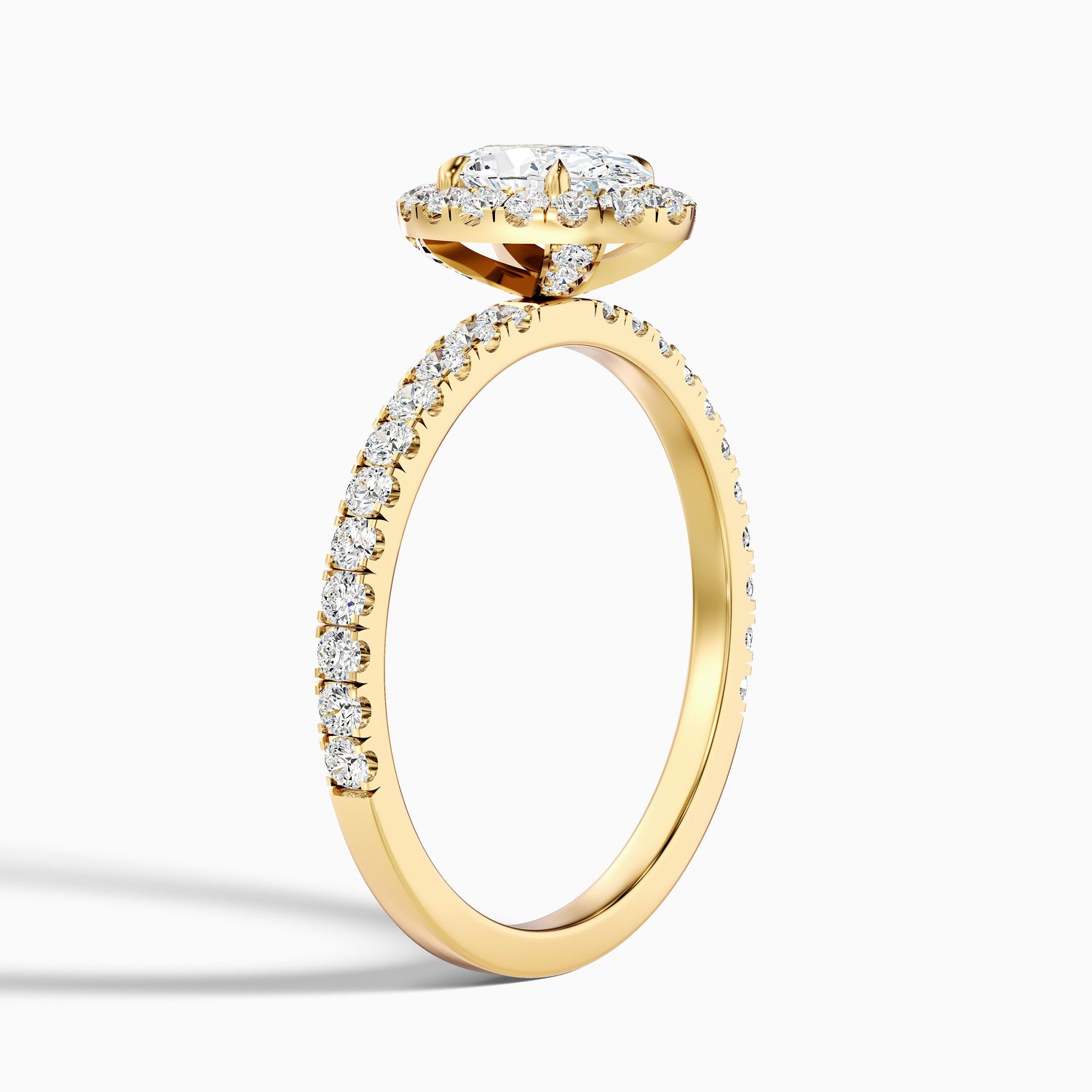 Jany 1 Carat Oval Halo Pave Lab Grown Diamond Ring in 18k Yellow Gold  DestGlow