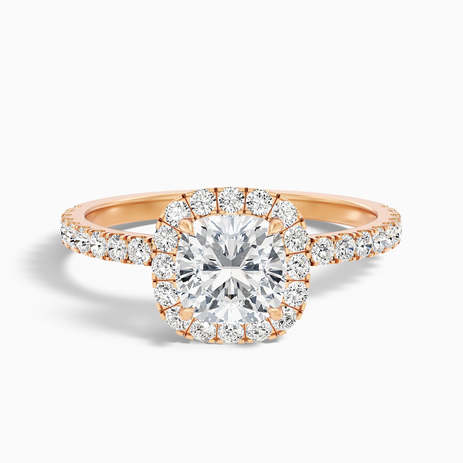 Gina 3.5 Carat Cushion Cut Halo Pave Moissanite Engagement Ring in 10k White Gold