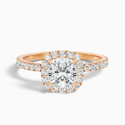 Gina 3.5 Carat Cushion Cut Halo Pave Moissanite Engagement Ring in 925 Sterling Silver