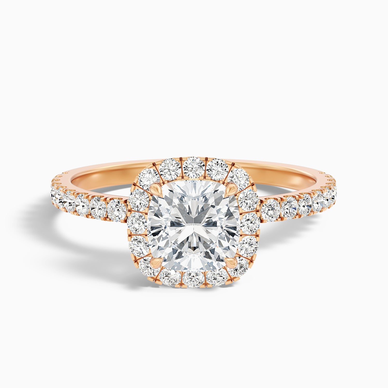 Gina 1 Carat Cushion Cut Halo Pave Moissanite Engagement Ring in 925 Sterling Silver