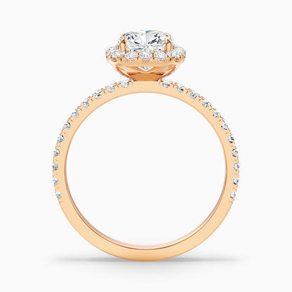 June 3.5 Carat Cushion Cut Halo Pave Lab Grown Diamond Ring in 10k Yellow Gold  DestGlow
