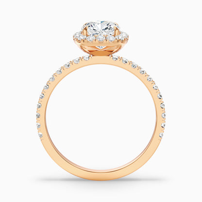 June 5 Carat Cushion Cut Halo Pave Lab Grown Diamond Ring in Platinum