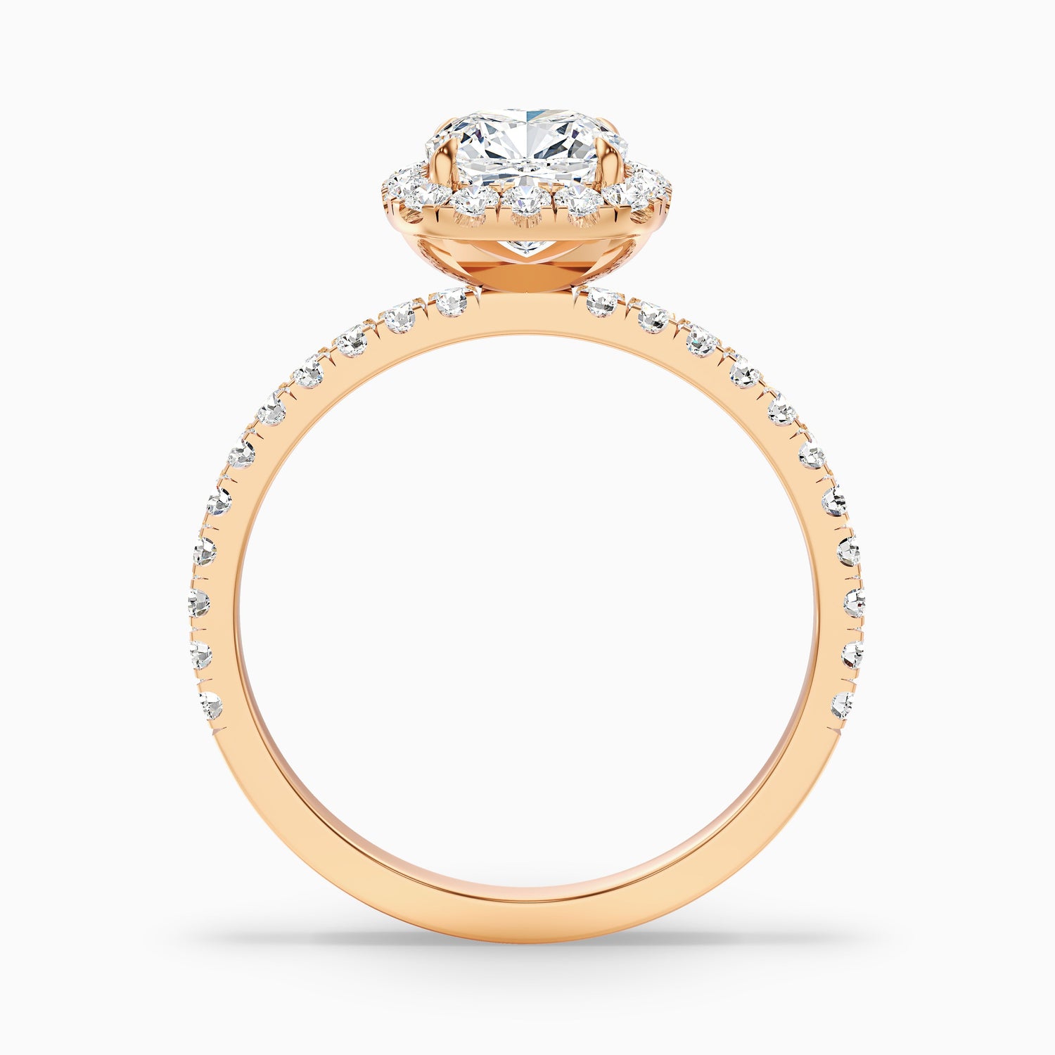 June 3.5 Carat Cushion Cut Halo Pave Lab Grown Diamond Ring in 14k Yellow Gold