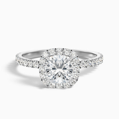 Gina 3.5 Carat Cushion Cut Halo Pave Moissanite Engagement Ring in 925 Sterling Silver