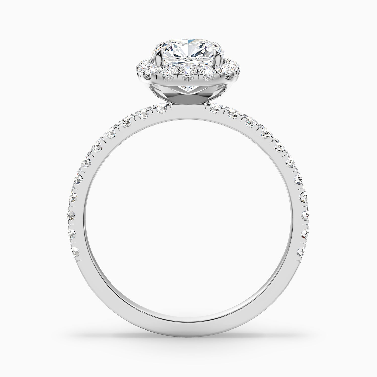 June 1.5 Carat Cushion Cut Halo Pave Lab Grown Diamond Ring in 14k Yellow Gold  DestGlow