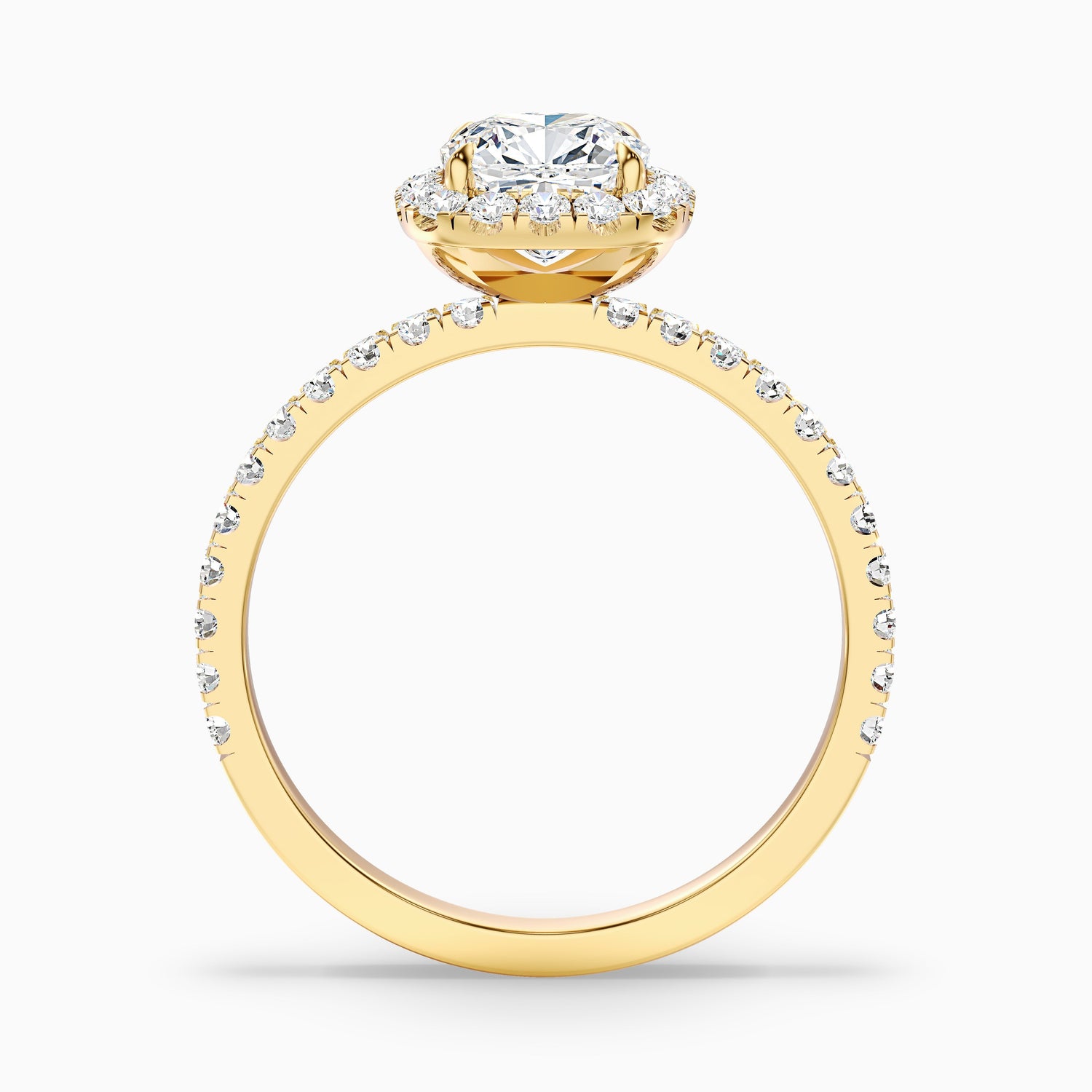 Gina 5.5 Carat Cushion Cut Halo Pave Moissanite Engagement Ring in 10k Yellow Gold