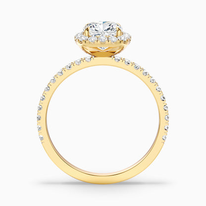 Gina 3.5 Carat Cushion Cut Halo Pave Moissanite Engagement Ring in 10k Rose Gold