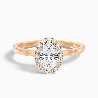 Cris 5 Carat Oval Halo Moissanite Engagement Ring in 14k Yellow Gold