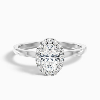 Julia 4 Carat Oval Halo Lab Grown Diamond Ring in Platinum