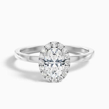 Cris 2 Carat Oval Halo Moissanite Engagement Ring in 14k White Gold