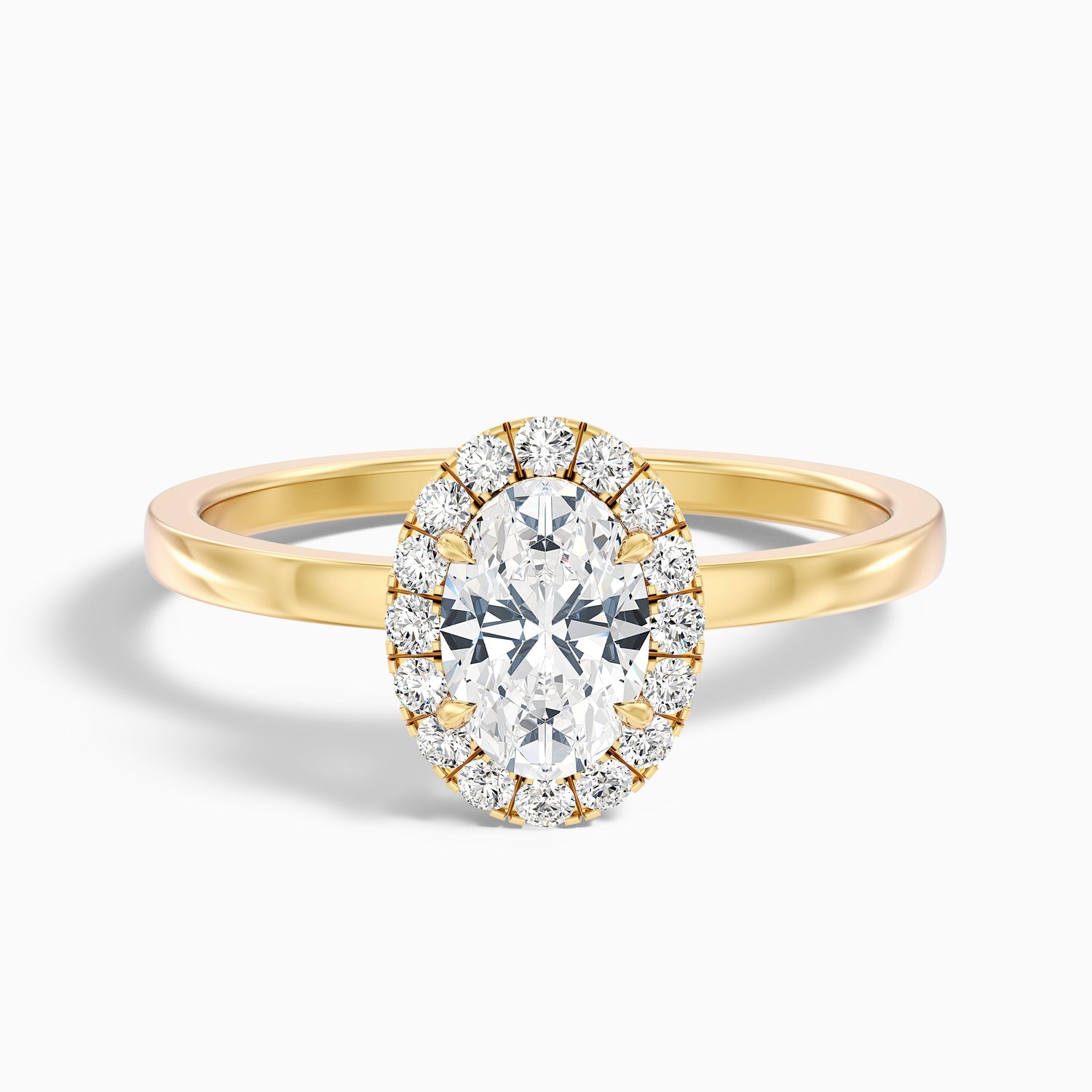 Cris 1 Carat Oval Halo Moissanite Engagement Ring in 18k Yellow Gold