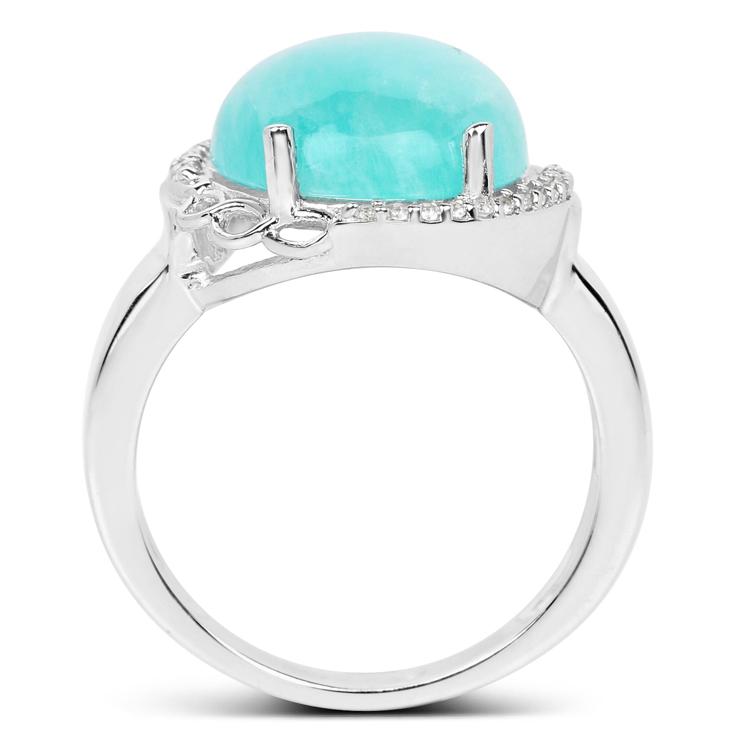 7.86 Carat Genuine Amazonite And White Topaz .925 Sterling Silver Ring by Bids.com