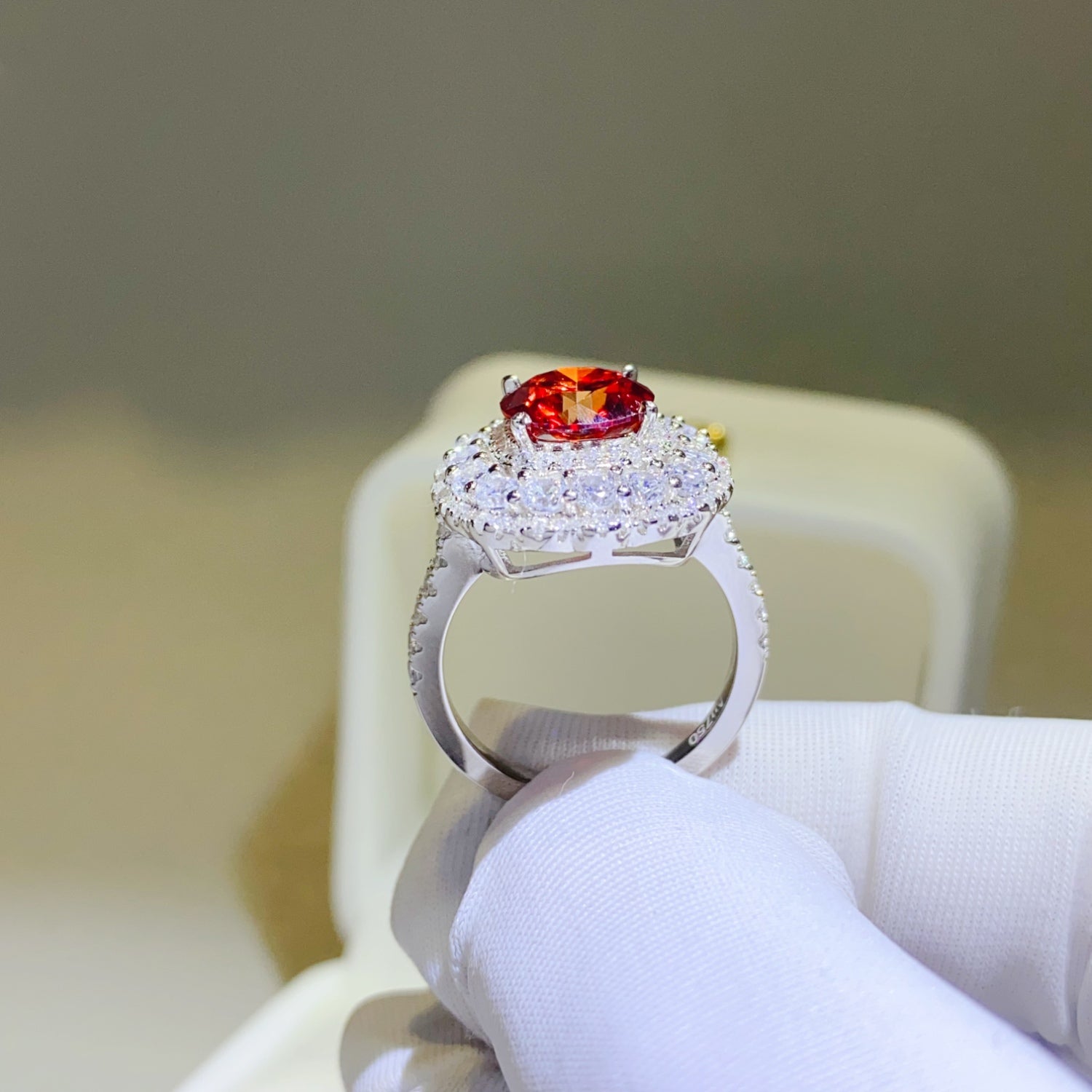 2 Carat Red Brilliant Round Cut Sparkala™ Pure Sterling Silver Ring - DestGlow