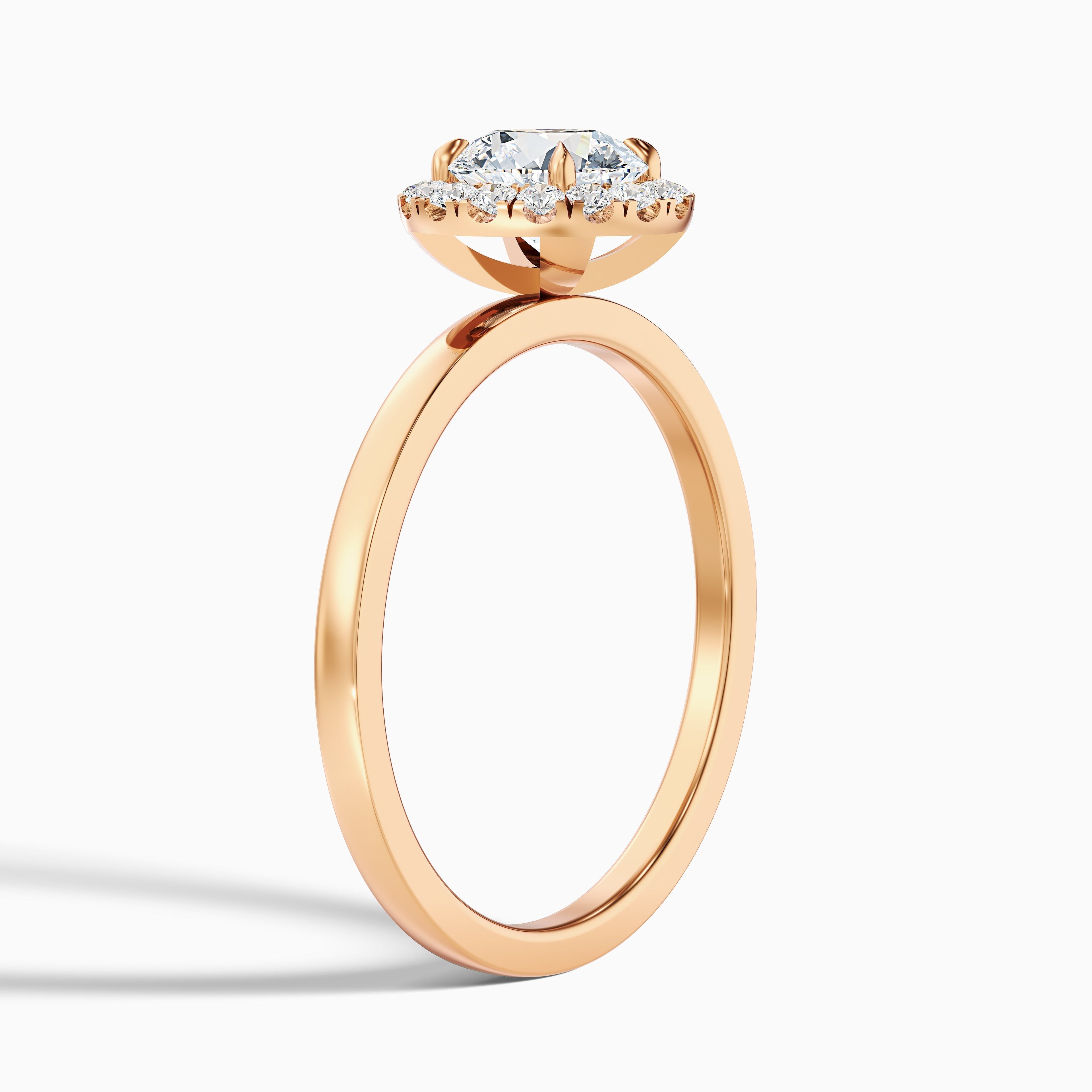 Cora 1 Carat Round Halo Moissanite Engagement Ring in 18k White Gold