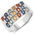 3.61 Carat Genuine Multi Sapphire .925 Sterling Silver Ring  DestGlow