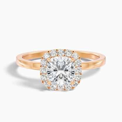 Nora 1 Carat Cushion Cut Halo Lab Grown Diamond Ring in Platinum