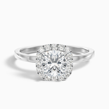Nora 2 Carat Cushion Cut Halo Lab Grown Diamond Ring in 18k White Gold