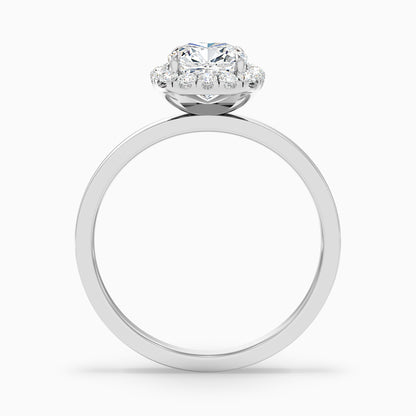 Claire 5 Carat Cushion Cut Halo Moissanite Engagement Ring in 18k White Gold