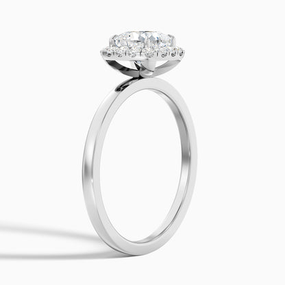 Claire 3 Carat Cushion Cut Halo Moissanite Engagement Ring in 14k Yellow Gold